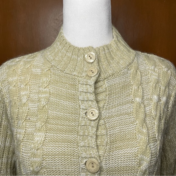 Christopher & Banks Women’s Tan Cable Knit Button Front Cardigan Sweater Large - Picture 5 of 10